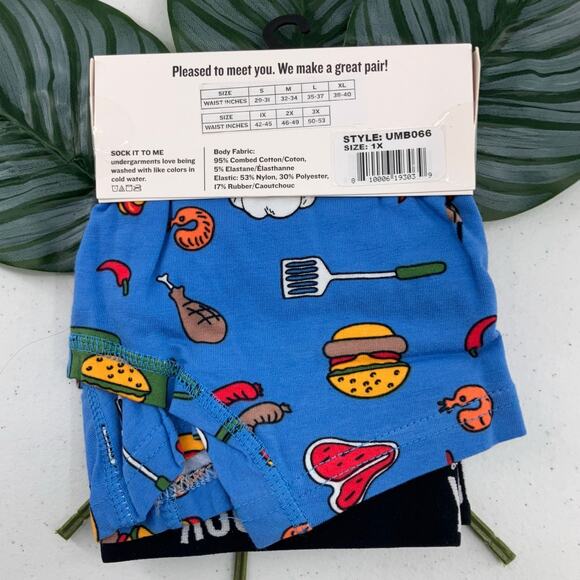 Sock It To Me Blue Yellow Steak Grilling Food BBQ Novelty Stretch Boxer Brief - Picture 3 of 7
